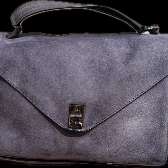 Rebecca Minkoff Darren Messenger Bag Blue Nubuck Crossbody - Picture 4 of 16